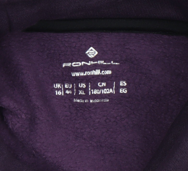Ronhill Womens Purple Hoodie Size 16 Pullover Fleece Lined