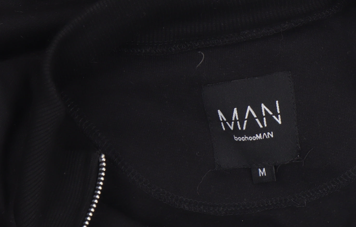 boohooMAN Men's Black M Full Zip Basic Jacket with Logo