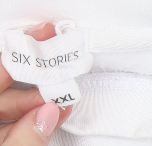 Six Stories Womens White XXL Christmas Pullover Sweatshirt