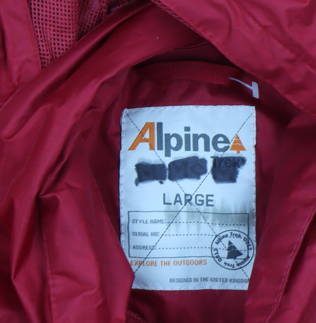Alpine Trek Men's Red Waterproof Hooded Jacket Size L