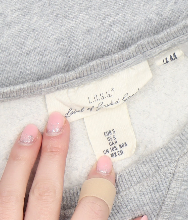 H&M LOGG Womens Grey Bambi Sweatshirt Small Cotton Crew Neck