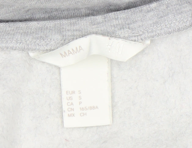 H&M MAMA Women's Grey Embellished Pullover Sweatshirt Size 8 Cotton Blend
