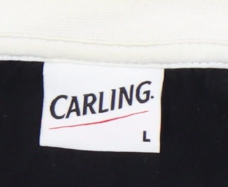 Carling Mens Black Rugby Sports Graphic Cotton T-Shirt Size L