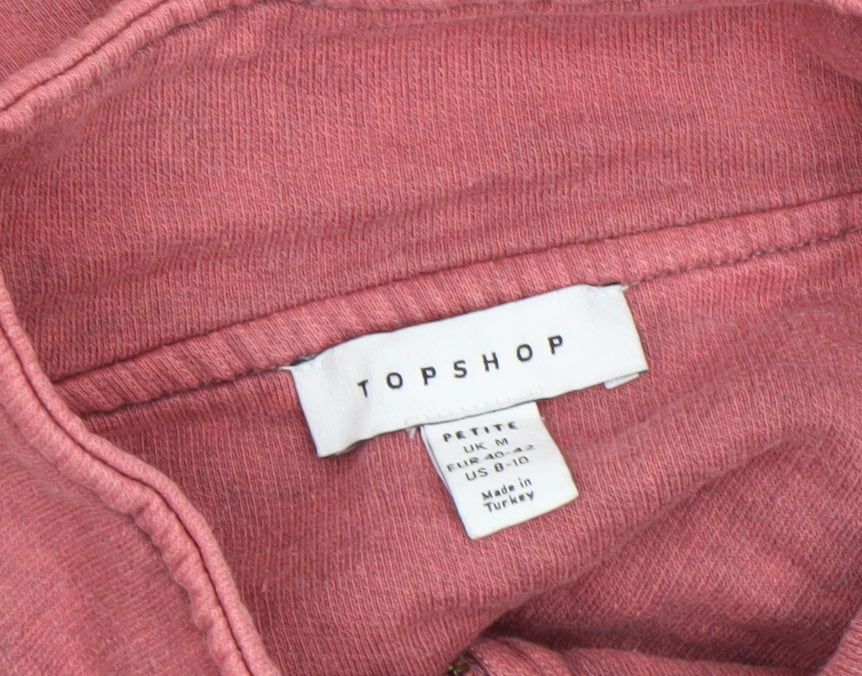 Topshop Petite Women’s Pink 1/2 Zip Cropped Sweatshirt Size M