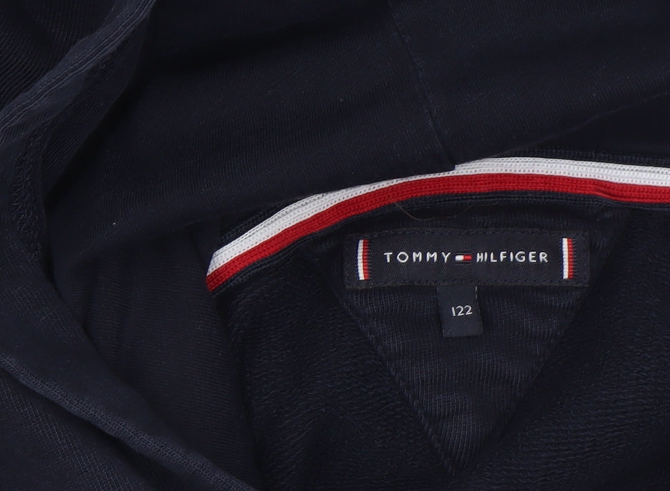 Tommy Hilfiger Boys Navy Hoodie 122cm 100% Cotton Pullover Logo Design
