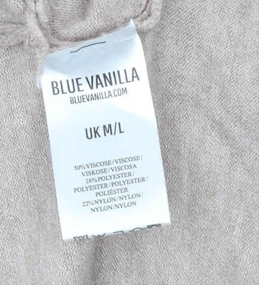 Blue Vanilla Women’s Beige Wrap Fringe Cowl Neck Jumper M
