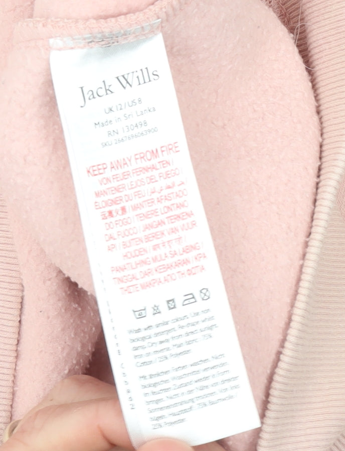 Jack Wills Women Pink Cotton Crew Neck Pullover Sweatshirt Size 12