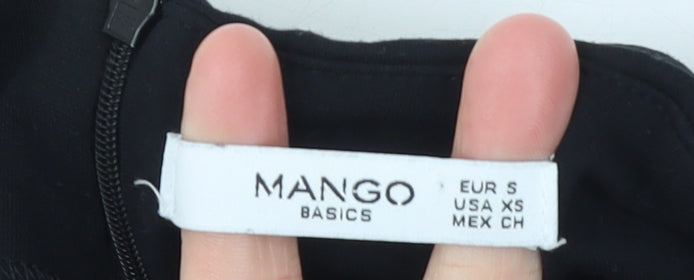 Mango Women Black Size 8 Basic High Neck 3/4 Sleeve Blouse