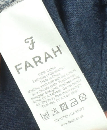 Farah Men's Blue Cotton Crew Neck Short Sleeve T-Shirt M