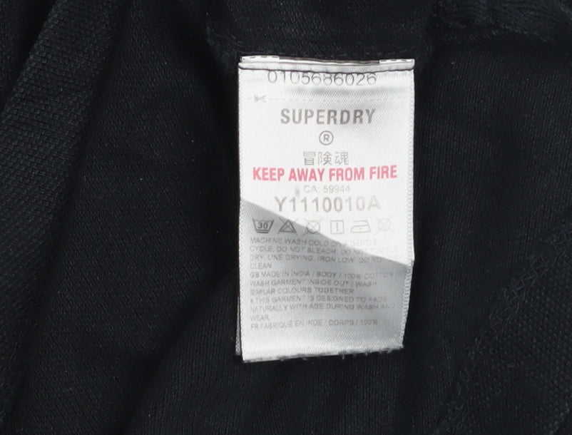 Superdry Men's Black Cotton Polo Shirt Size S Regular Fit