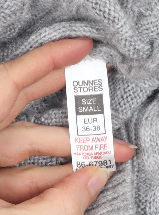 Dunnes Stores Womens Grey Cable-Knit V-Neck Jumper Size S