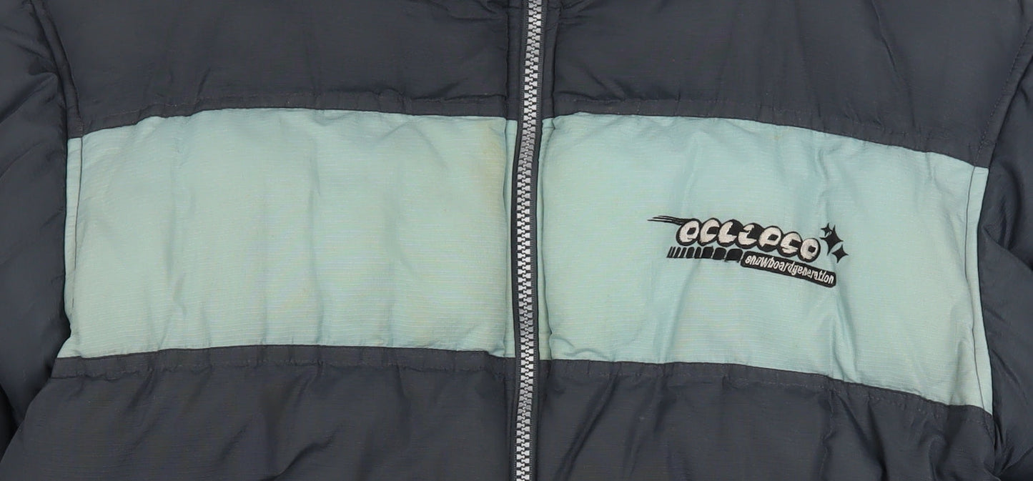 Eclipse Men's Blue L Puffer Jacket 90s Snowboard Style Winter Coat