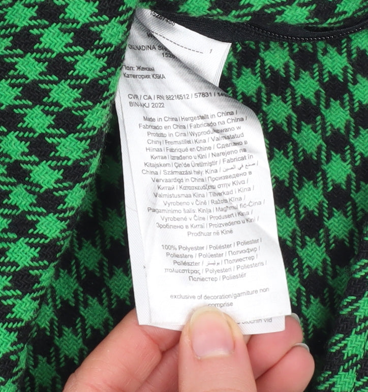 ONLY Women Green Check Knee Length Pencil Skirt Size 12