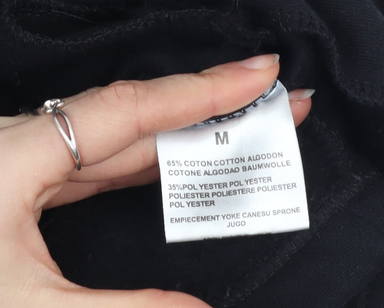 Terance Kole Women's Black Biker Jacket M Cotton Blend Quilted Sleeves