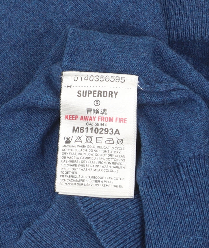 Superdry Men's Blue Cotton Cashmere Crew Neck Jumper L