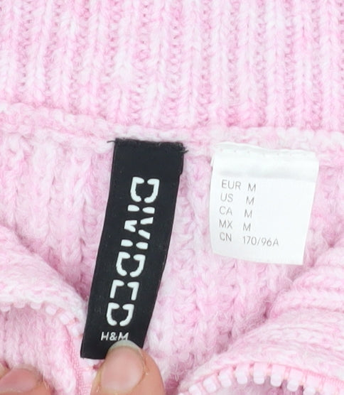 H&M Women’s Pink Collared Half Zip Knit Jumper Size 12