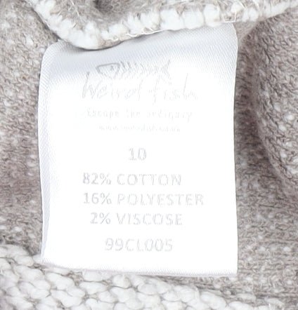 Weird Fish Women's Beige Size 10 Full Zip High Neck Knit Jumper