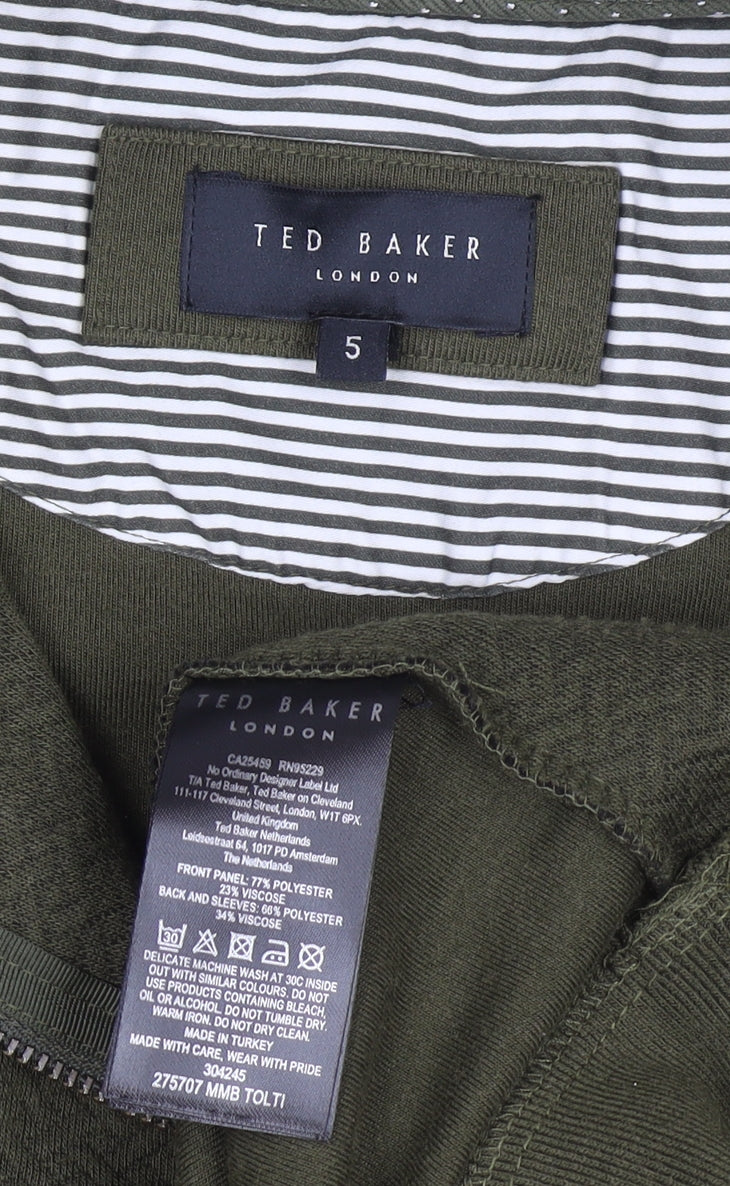 Ted Baker Men's Green 1/4 Zip High Neck Sweatshirt Size L