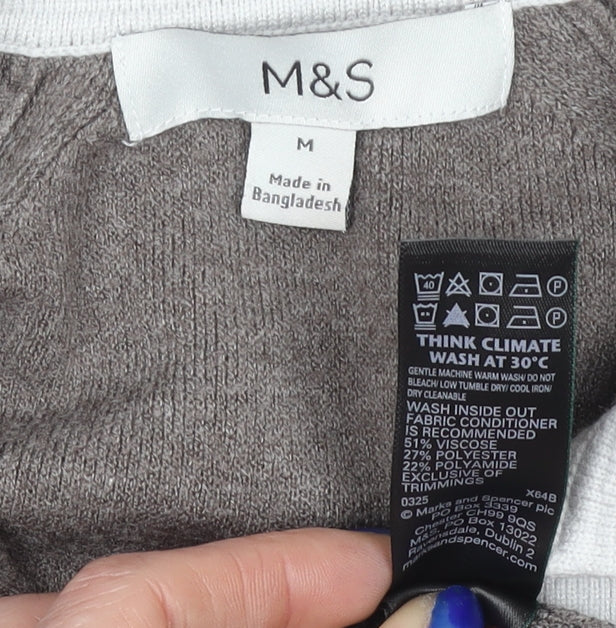 Marks & Spencer Womens Grey Black Striped Pullover Sweatshirt M