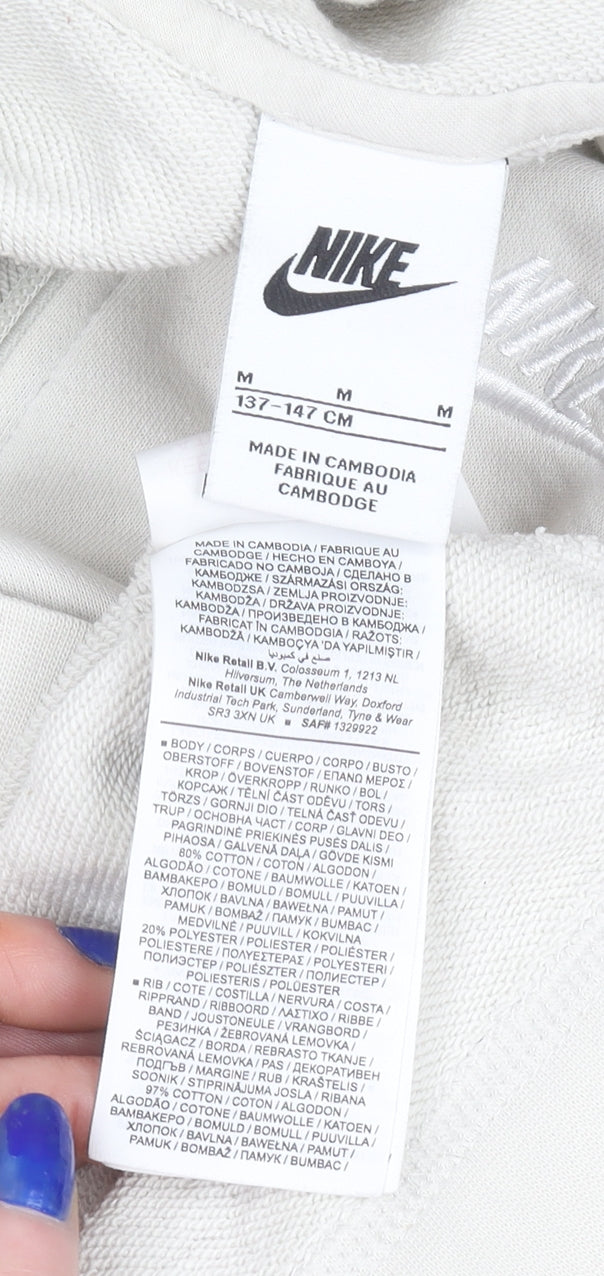 Nike Womens Beige Full Zip Hoodie Cotton Blend M