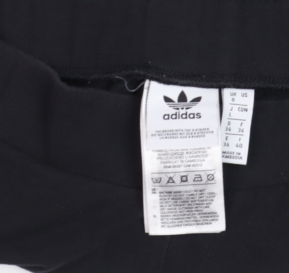 Adidas Womens Black Size 8 Slim Fit 3-Stripes Leggings