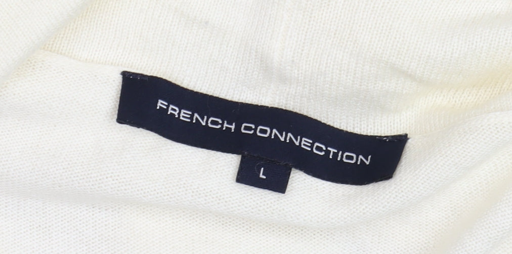 French Connection Women’s Ivory Long Sleeve Open Knit Cardigan L