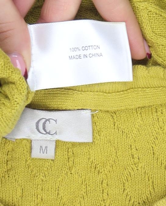 Country Casuals Womens Yellow Cable-Knit Cotton Jumper Size M