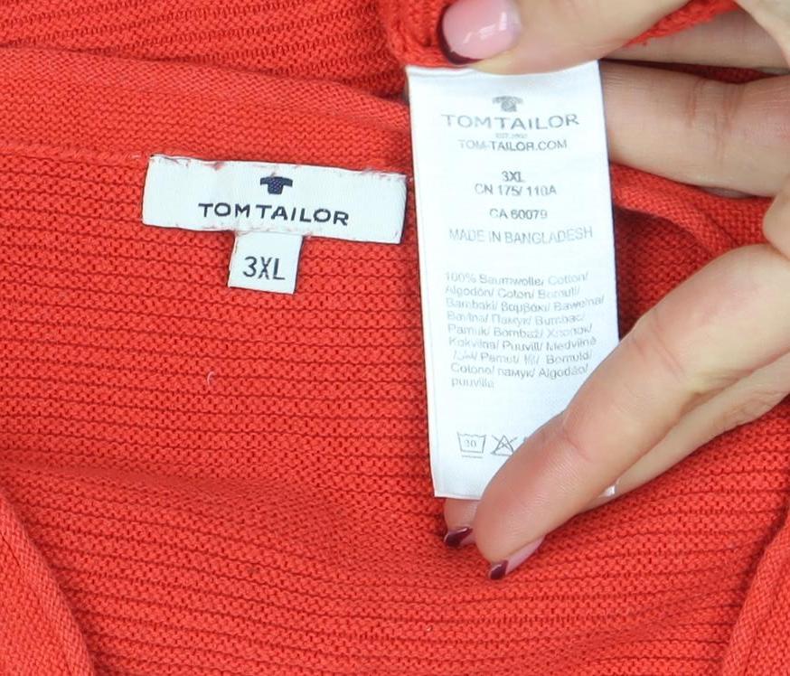 Tom Tailor Women's Red Cotton Knit Pullover Jumper 3XL