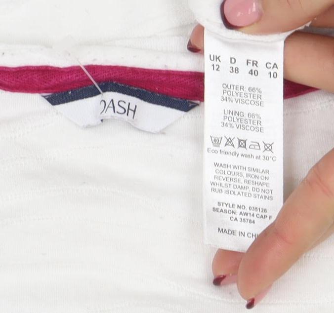 Dash Women’s White Long Sleeve Scoop Neck Jersey Top Size 12
