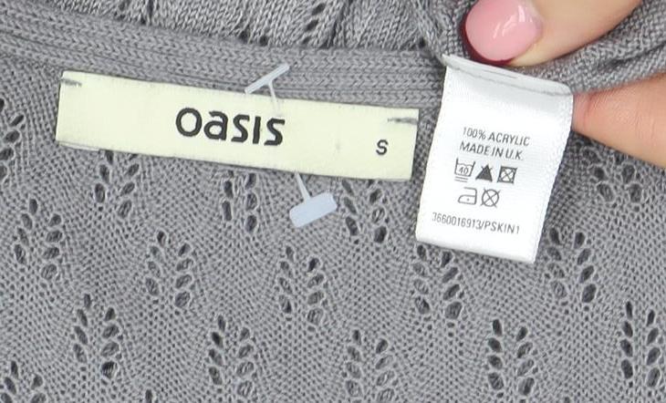 Oasis Women’s Grey Knit V-Neck Short Sleeve Dress Size S