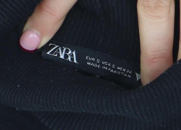 Zara Womens Black Size S Roll Neck Pullover Sweatshirt