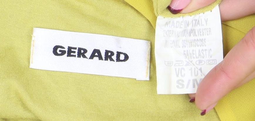 Gerard Womens Yellow Sleeveless Pleated Tunic Blouse Size S