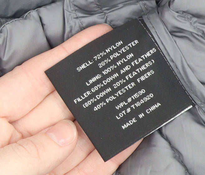 32 Degrees Women's Grey Long Lightweight Puffer Coat Hooded Size S