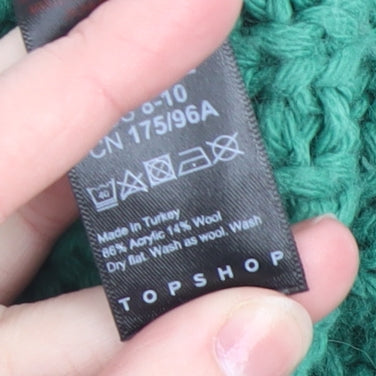 Topshop Women Green Chunky Knit Crew Neck Pullover Jumper M