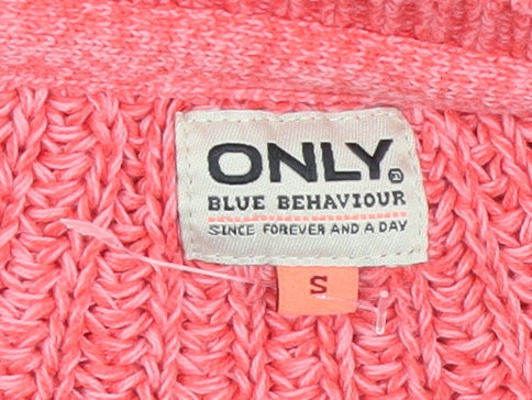ONLY Unisex Pink Chunky Knit Pullover Jumper Size S
