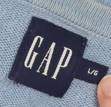 GAP Men's Blue Cotton V-Neck Pullover Jumper Size L