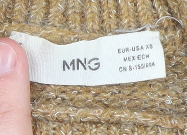 Mango Women Beige Wool Blend Pullover Jumper XS Classic Knit