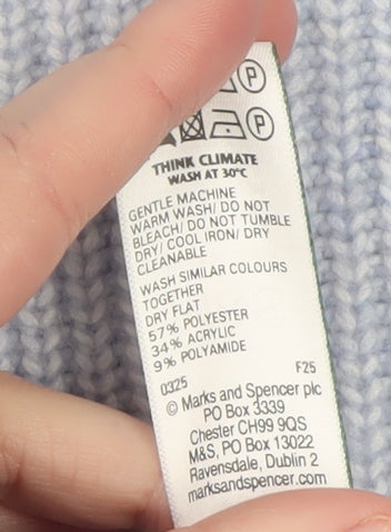 Marks & Spencer Women Blue Crew Neck Chunky Knit Pullover Jumper M