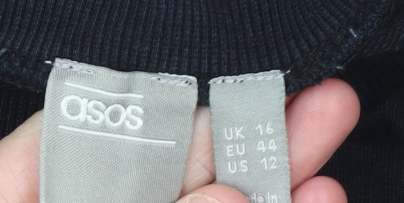 ASOS Women Black Size 16 Pullover Sweatshirt Long Sleeve
