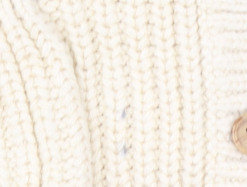 George Girls Ivory Button-Up Cotton Acrylic Cardigan 5-6 Years