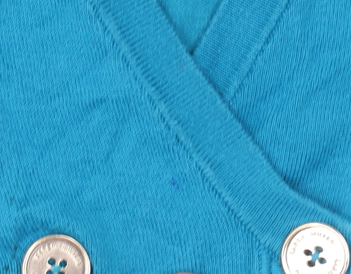 Karen Millen Women's Blue V-Neck Belted Cardigan Size 10