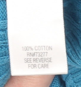Croft & Barrow Women’s Blue Cable-Knit Cotton Henley Jumper Size S