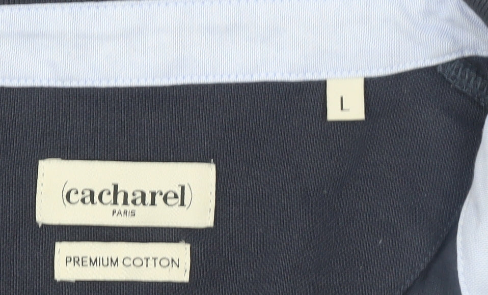 Cacharel Men Blue Premium Cotton Regular Fit Polo Shirt L