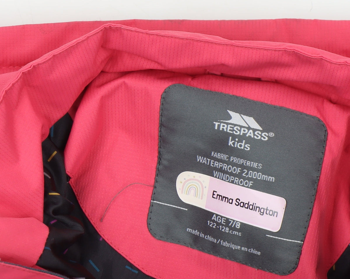 Trespass Girls Pink Waterproof Puffer Jacket 7-8 Years Winter Coat