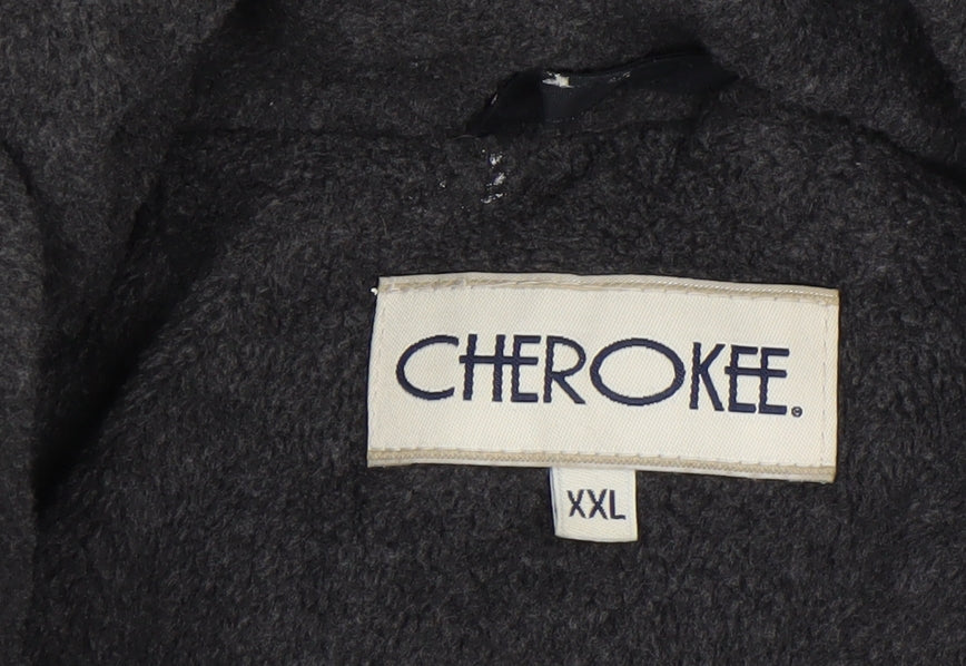 Cherokee Men Black 2XL Windbreaker Jacket Full Zip Nylon Lined