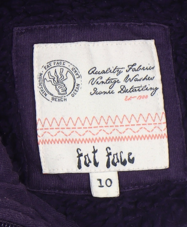FatFace Women's Purple Fleece 1/2 Zip Pullover Sweatshirt Size 10