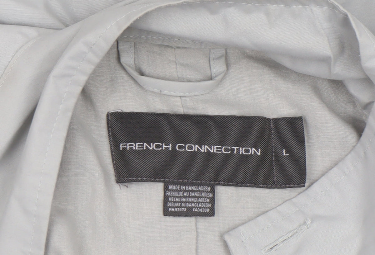 French Connection Women's Grey Mid-Length Rain Coat L