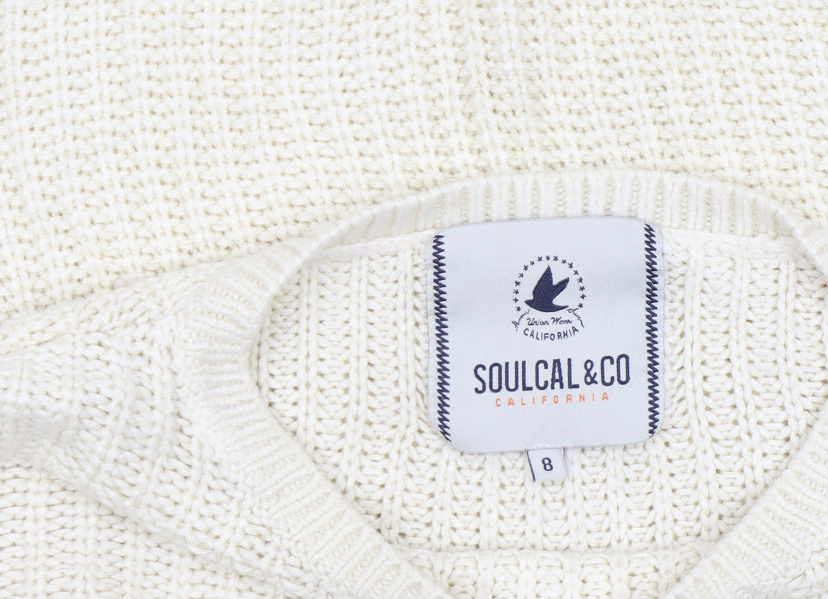 SoulCal Womens Ivory Chunky Knit Jumper Size 8