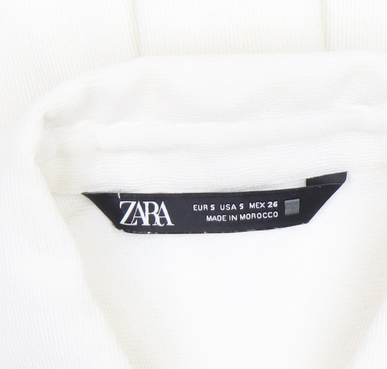 Zara Women Ivory Button-Up Long Sleeve Basic Shirt Size 8
