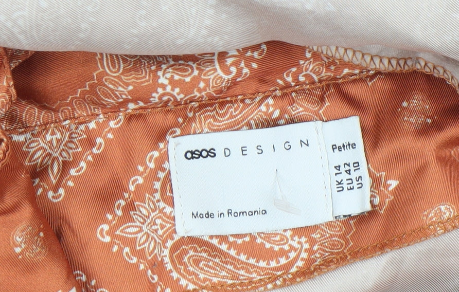 ASOS DESIGN Women’s Orange Petite Wrap Midi Skirt Size 14